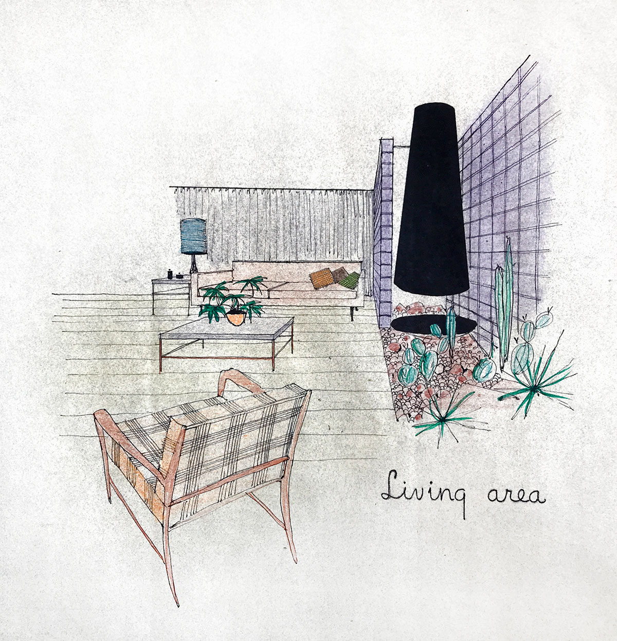 Rendering of Fingado House #2 drawn by Al Beadle.