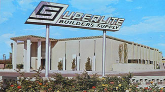 The SuperLite Builders Supply building designed by Fred Guirey FAIA